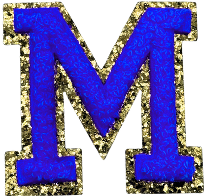 M Chenille Letter Iron On Patch Gold (Medium)