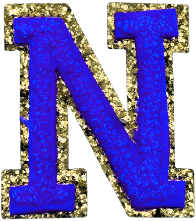 N Chenille Letter Iron On Patch Gold (Medium)