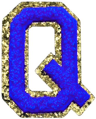 Q Chenille Letter Iron On Patch Gold (Medium)