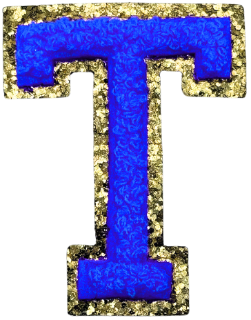 T Chenille Letter Iron On Patch Gold (Medium)