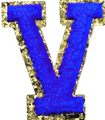 V Chenille Letter Iron On Patch Gold (Medium)