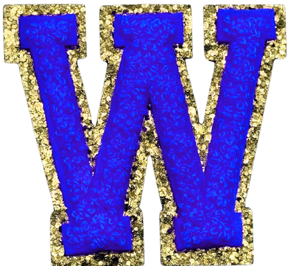 W Chenille Letter Iron On Patch Gold (Medium)