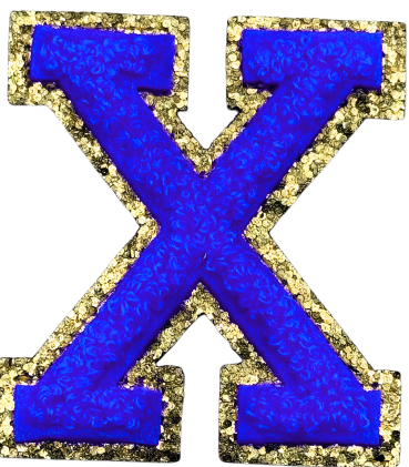 X Chenille Letter Iron On Patch Gold (Medium)