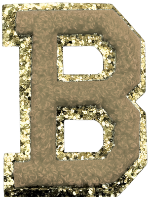 B Chenille Letter Iron On Patch Gold (Medium)