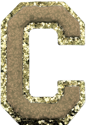 C Chenille Letter Iron On Patch Gold (Medium)