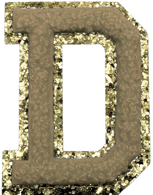 D Chenille Letter Iron On Patch Gold (Medium)