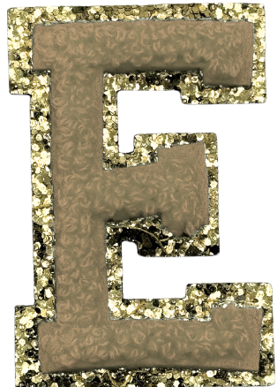 E Chenille Letter Iron On Patch Gold (Medium)