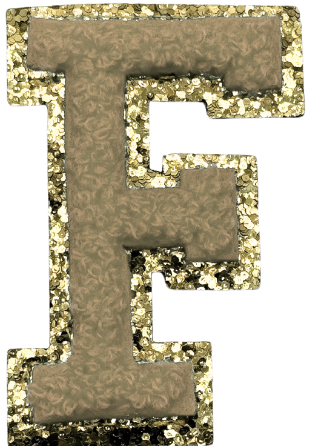 F Chenille Letter Iron On Patch Gold (Medium)
