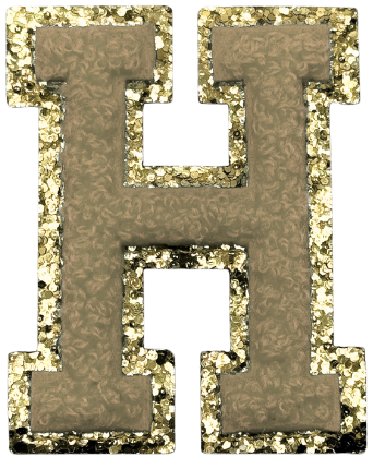H Chenille Letter Iron On Patch Gold (Medium)