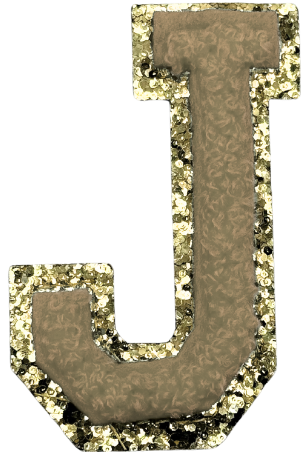 J Chenille Letter Iron On Patch Gold (Medium)