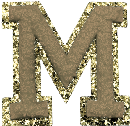 M Chenille Letter Iron On Patch Gold (Medium)