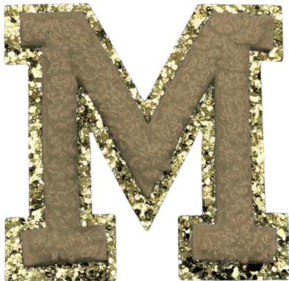 M Chenille Letter Iron On Patch Gold (Medium)