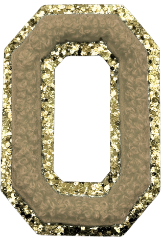 O Chenille Letter Iron On Patch Gold (Medium)