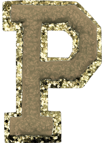 P Chenille Letter Iron On Patch Gold (Medium)