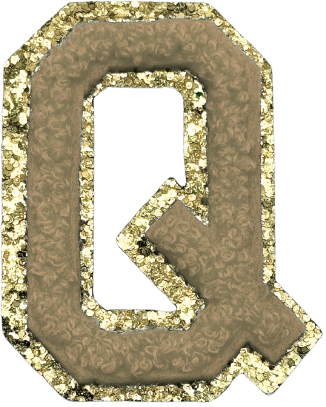 Q Chenille Letter Iron On Patch Gold (Medium)