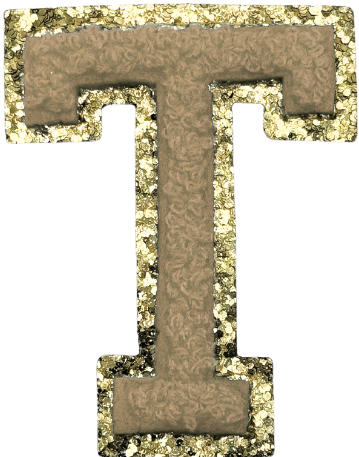 T Chenille Letter Iron On Patch Gold (Medium)