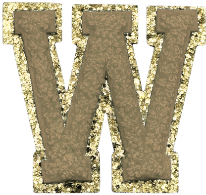 W Chenille Letter Iron On Patch Gold (Medium)