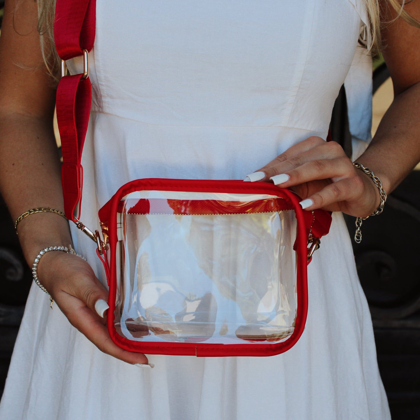 Red (Flat) Clear Game Day Bag