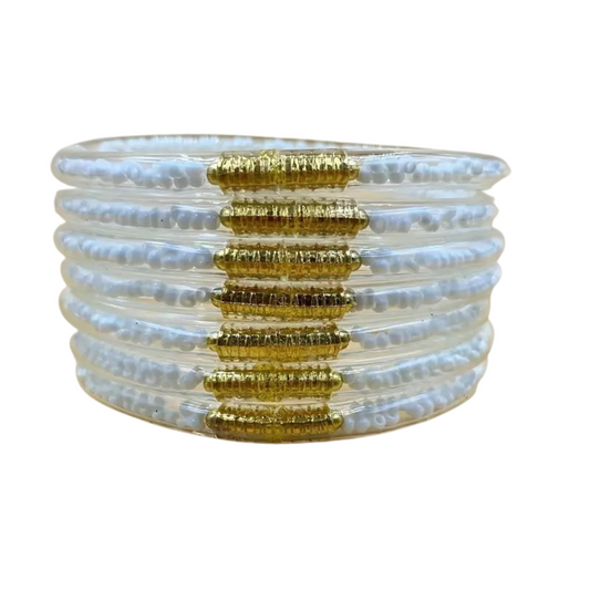White Buddha Bangles (7)