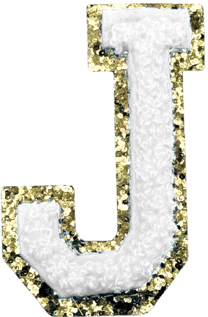 J Chenille Letter Iron On Patch Gold (Medium)