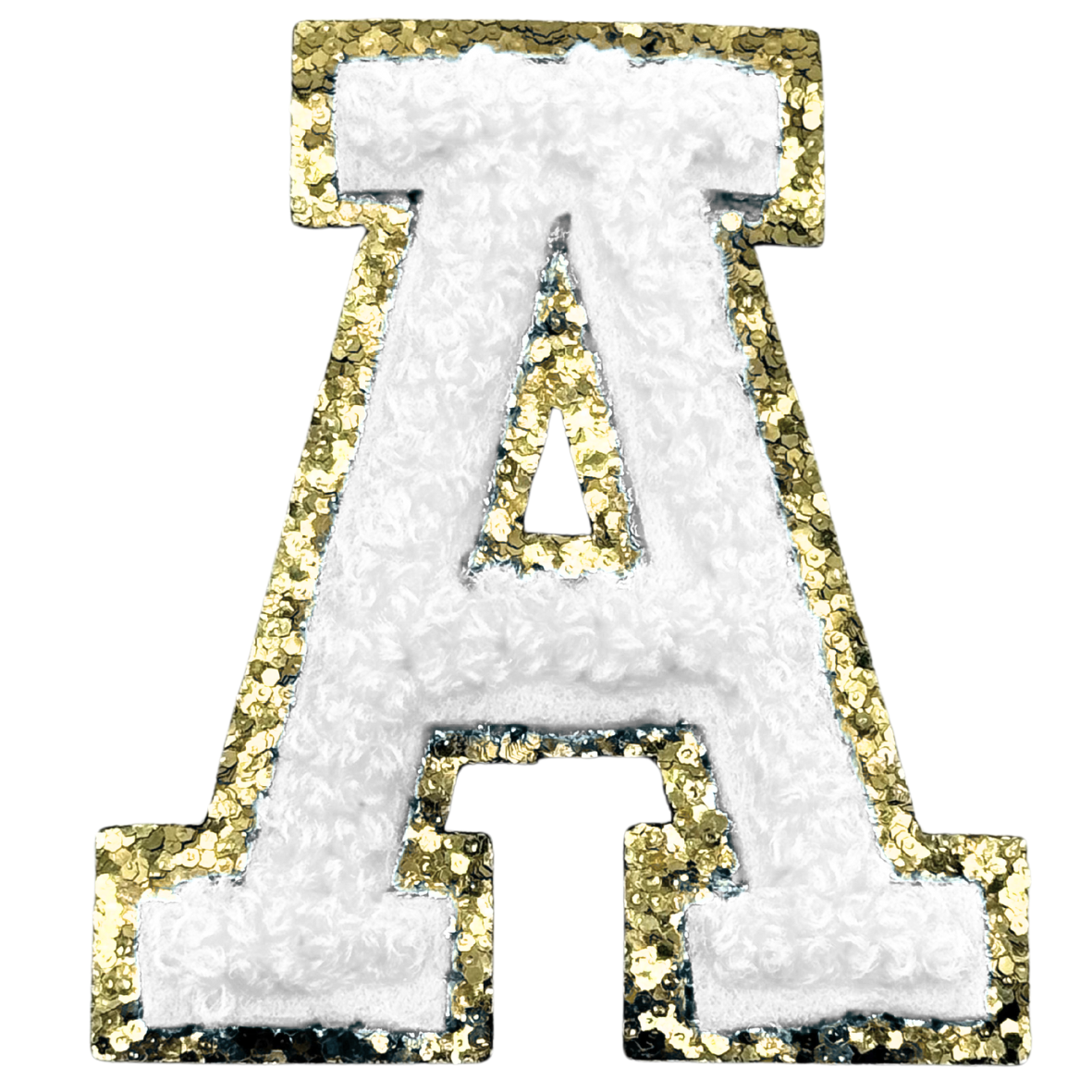 A Chenille Letter Iron On Patch Gold (Medium)