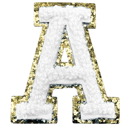 A Chenille Letter Iron On Patch Gold (Medium)