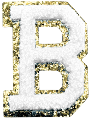 B Chenille Letter Iron On Patch Gold (Medium)