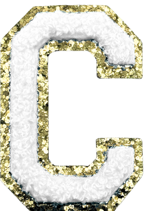 C Chenille Letter Iron On Patch Gold (Medium)