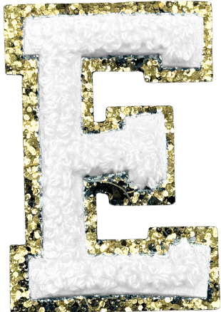 E Chenille Letter Iron On Patch Gold (Medium)