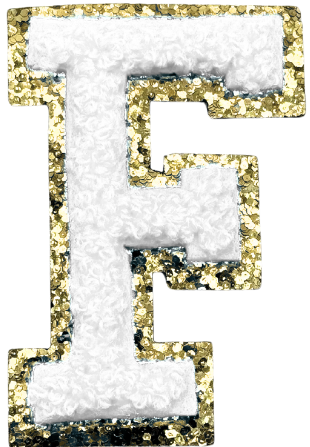 F Chenille Letter Iron On Patch Gold (Medium)