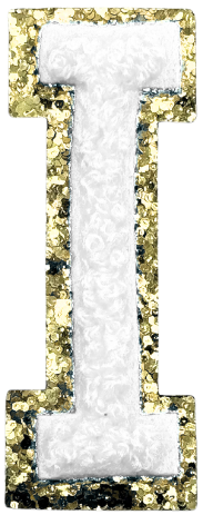I Chenille Letter Iron On Patch Gold (Medium)