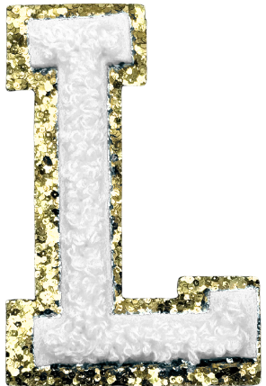 L Chenille Letter Iron On Patch Gold (Medium)