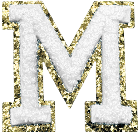 M Chenille Letter Iron On Patch Gold (Medium)