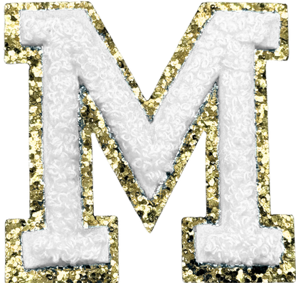 M Chenille Letter Iron On Patch Gold (Medium)