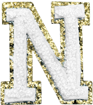 N Chenille Letter Iron On Patch Gold (Medium)