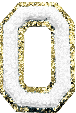 O Chenille Letter Iron On Patch Gold (Medium)