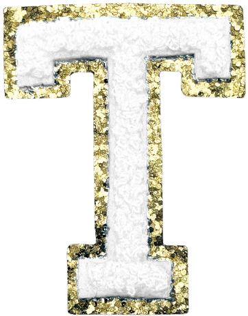 T Chenille Letter Iron On Patch Gold (Medium)