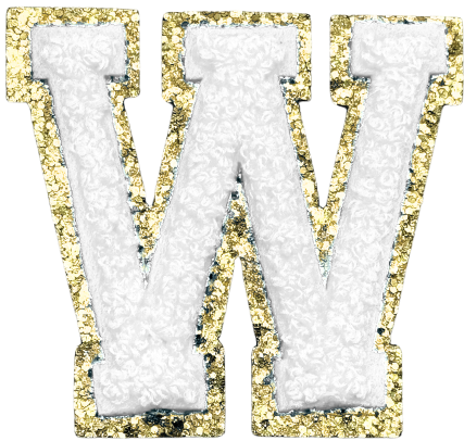 W Chenille Letter Iron On Patch Gold (Medium)