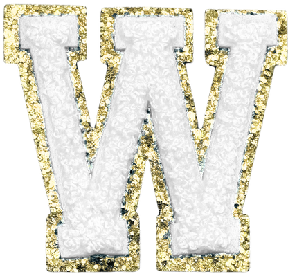 W Chenille Letter Iron On Patch Gold (Medium)