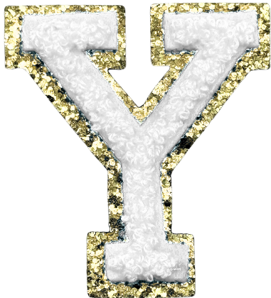 Y Chenille Letter Iron On Patch Gold (Medium)