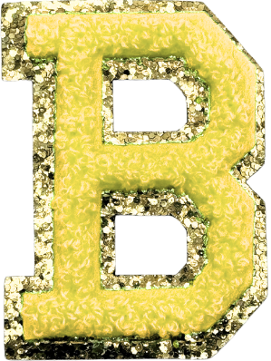 B Chenille Letter Iron On Patch Gold (Medium)
