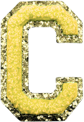 C Chenille Letter Iron On Patch Gold (Medium)