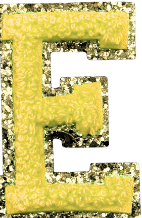 E Chenille Letter Iron On Patch Gold (Medium)