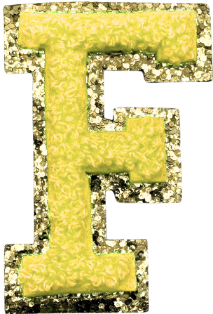 F Chenille Letter Iron On Patch Gold (Medium)