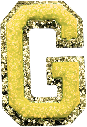 G Chenille Letter Iron On Patch Gold (Medium)
