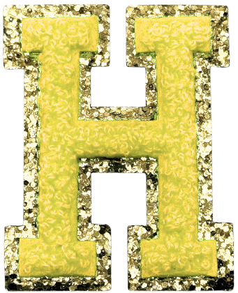 H Chenille Letter Iron On Patch Gold (Medium)