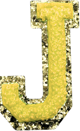 J Chenille Letter Iron On Patch Gold (Medium)