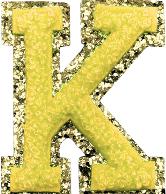 K Chenille Letter Iron On Patch Gold (Medium)