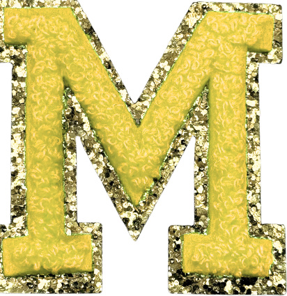 M Chenille Letter Iron On Patch Gold (Medium)