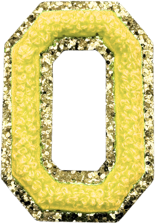 O Chenille Letter Iron On Patch Gold (Medium)